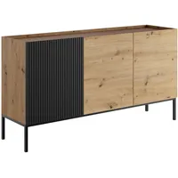 Mirjan24 Sideboard, Eiche Artisan, Schwarz, Holzwerkstoff, Rechteckig, 150x80x42 cm,