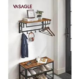 VASAGLE Wandgarderobe LCR12BX braun Metall 5 Haken 66,0 x 27,0 cm
