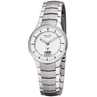 Regent Metall Damen Uhr FR-262 Analog-Digital Armbanduhr silber Funkuhr D2URFR262