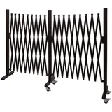 Mendler Absperrgitter HWC-B34, Zaun Scherengitter Trenngitter, Alu ausziehbar Laufrollen braun ~ Höhe 109cm, Breite 60-530cm