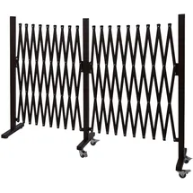Mendler Absperrgitter HWC-B34, Zaun Scherengitter Trenngitter, Alu ausziehbar Laufrollen braun ~ Höhe 109cm, Breite 60-530cm