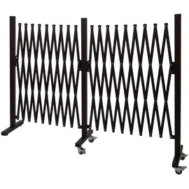 Mendler Absperrgitter HWC-B34, Zaun Scherengitter Trenngitter, Alu ausziehbar Laufrollen braun ~ Höhe 109cm, Breite 60-530cm