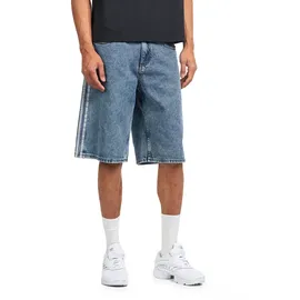 adidas Adicolor Denim-Jorts Mid-Rise Straight Leg Worn Blue Denim 34
