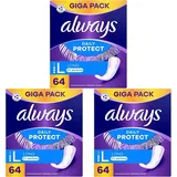 Always Daily Protect Slipeinlagen Damen Long (64 Binden), Gigapack, ohne Duft (Packung mit 3)