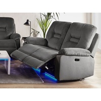 2-Sitzer Sofa Samtstoff dunkelgrau LED-Beleuchtung USB-Port elektrisch verstellbar BERGEN