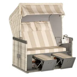 SonnenPartner Strandkorb Konsul 2-sitzer Xl Halbliegemodell Antikweiß/grau Mit Sonderausstattung - Sonnenpartner