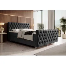 yourhouse24 Boxspringbett Chester Plus (Bonell-Matratze und Topperr), mit zwei Bettkästen (Farbe: Monolith 97, Größe: 180x200 cm) - Dunkelgrau