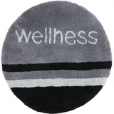 Erwin Müller Badematte Wellness schwarz-grau Größe rund: 80 cm Ø - Flauschiger Flor, rutschhemmend, strapazierfähig, für Fußbodenheizung geeignet