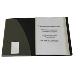EXXO by HFP Präsentationsbuch Sichthüllenmappe A4, PP, 40 Klarsichthüllen, Farbe: schwarz – 1 Stück