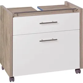 Schildmeyer Waschbeckenunterschrank 2 Schubladen 67 x 62 x 35 cm Weiß / Wildeiche