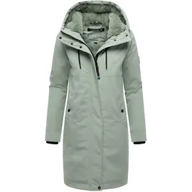 Navahoo Damen Langer Mantel warme Winterjacke mit Kapuze Hageltanz 14 Smokey Mint Gr. 6XL - 6XL