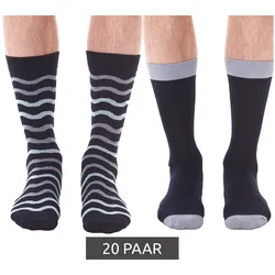 20 Paar HEALTHY SEAS Baumwoll-Strümpfe nachhaltige lange Socken aus rezyklierten Fischernetzen und Bio Baumwolle Uni und mit Muster Dunkelblau - 41-45
