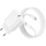 iPhone 14 Schnellladegerät,Apple Netzteil Ladegerät 20W mit USB C Lightning Kabel 3M Original, Type C Ladeadapter, Power Adapter Stecker und Ladekabel für iPhone 14Pro Max/13Mini/12Pro/11/XS/XR/8 iPad