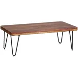 KADIMA DESIGN Couchtisch BAGLI Massiv-Holz 115 cm breit Wohnzimmer-Tisch Design Metallbeine Landhaus-Stil