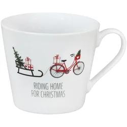 Krasilnikoff Happy Cup Tasse, Bike mit Schlitten, Ø 10, Höhe 9 cm