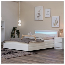 Home Deluxe LED Bett NUBE mit Schubladen und Matratze - Farbe: weiß, Größe: 180 x 200 cm, Ausführung: mit Matratze