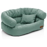 Juelle Hundebett - Großhundesofa, Abnehmbarer Bezug maschinenwaschbar, flauschiges Bett, Hundesessel Santi S-XXL (Größe: XXL - 140x100 cm, Dunkelmint)