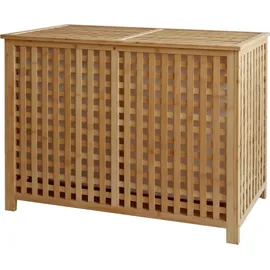 CLP Wäschebox für Schmutzwäsche 2 Fächer Dorothea, Wäschesammler Holz Wäschesäcke waschbar herausnehmbar, Bambusrahmen für Badezimmer