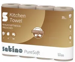 Satino PureSoft Küchenrolle, 2-lagig, 26 x 22 cm 161050 , 1 Packung = 4 Rollen à 64 Blatt