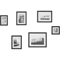 Beliani Bilderrahmen, 6er Set ZINARE Landschaft schwarz