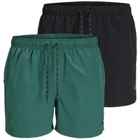 JACK & JONES Badeshorts 2er Pack in Schwarz/Grün |