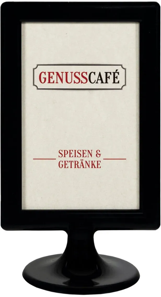 Tischaufsteller aus ABS, schwarz, A6, 1 Stk.