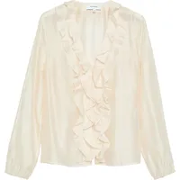 Comma, Bluse Lyocell-Bluse mit Volants beige 46