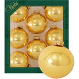 Krebs Glas Lauscha Christbaumkugeln in Gold glanz 7cm Glaskugeln uni