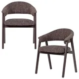 Livetastic Armlehnstuhl-Set Tunar, Dunkelbraun, Holz, Textil, Eiche, massiv, eckig, 60x77x60 cm, Esszimmer, Stühle, Esszimmerstühle, Esszimmerstühle-Set