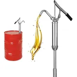 BlingBin Ölabsaugpumpe Fasspumpe Handpumpe Hebelfasspumpe mit Hebelwirkung (1 Set, 1-tlg., für 5-55 Gallonen Fässer), für Dieselkraftstoff, Motoröl, Schmieröl und Getriebeöl silberfarben