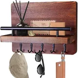 Famanu Schlüsselboard – Holz, 5 Haken – Rustikales Design