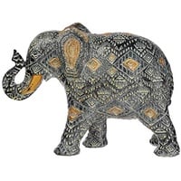 Puckator Figur Elefant, geometrisch, Schwarz & Gold (mittel)