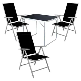 Mojawo Camping Set Campingtisch + 3 Campingstuhl Schwarz