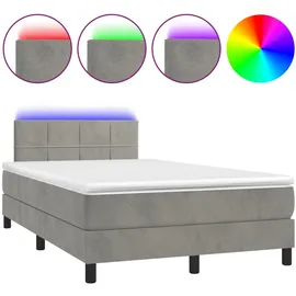 vidaXL Boxspringbett mit Matratze & LED Hellgrau 120x200 cm Samt