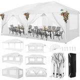 COBIZI Pavillon 3x6 m, Faltpavillon 3x6 wasserdicht stabil Faltzelt Anti-UV Faltbarer Pavillons Outdoor Faltpavillon 3x6m mit 6 Seitenwänden für Garten, Party, Hochzeit, Picknick, Markt, Weiß