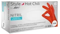 Style Hot Chili Nitrilhandschuhe, puderfrei, rot 01178-M , 1 Packung = 100 Stück, Größe M