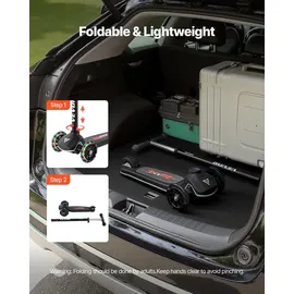 Vevor Scooter (3 Räder) ab 3 Jahren, Cityroller Kinderroller mit leuchtenden Rädern & höhenverstellbarem Lenker & rutschfestem Deck & leichtem Aluminiumrahmen, Tretroller bis zu 75 kg, Schwarz