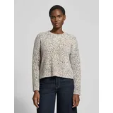 More & More Strickpullover in Leo-Optik mit Rundhalsausschnitt, Mittelgrau, 34