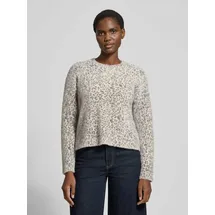 More & More Strickpullover in Leo-Optik mit Rundhalsausschnitt, Mittelgrau, 34