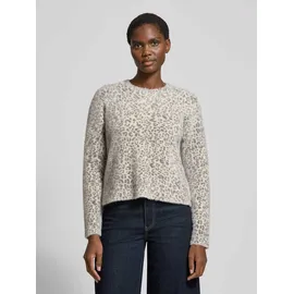 More & More Strickpullover in Leo-Optik mit Rundhalsausschnitt, Mittelgrau, 34