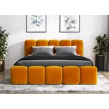 mebloland Polsterbett SONIC -OM 140 x 200 mit Bettkasten. Farbe: Gelb - Gelb