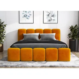 mebloland Polsterbett SONIC -OM 140 x 200 mit Bettkasten. Farbe: Gelb - Gelb