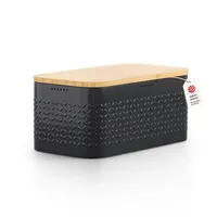 LARS NYSØM LARS-NYSØM Brotkasten Glaede Carbon Black, Stahl / Bambus, abnehmbarer Deckel, 34,5 x 18,5 x 15,8 cm, schwarz