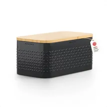 LARS NYSØM LARS-NYSØM Brotkasten Glaede Carbon Black, Stahl / Bambus, abnehmbarer Deckel, 34,5 x 18,5 x 15,8 cm, schwarz