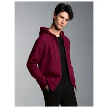TRIGEMA Sweatjacke "TRIGEMA Sweatjacke mit Kapuze", Herren, Gr. L, rot (chianti, melange), 70% Baumwolle, 30% Polyester, Basic, Sweatjacken