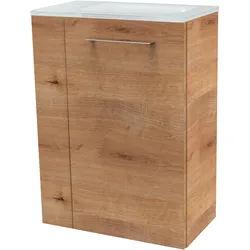 Waschtisch FACKELMANN "SBC", braun (braun, braun, ast, eiche optik), B:45cm H:61,5cm T:25cm, Glas, Holzwerkstoff, Waschtische, bestehend aus Becken und Unterbau, Breite ca. 45 cm