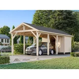 Palmako Carport Robert 3,15 x 7,32 m hellbraun inkl. Geräteraum