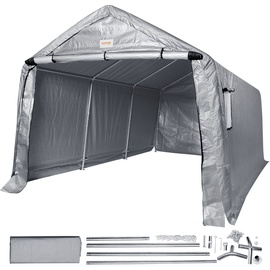 Vevor Zeltgarage 304,8 x 457,2 x 243,8 cm Garagenzelt aus verzinkten Stahlstangen und einer dreischichtigen 240G-PE-Abdeckung Lagerzelt Carport 250 x 218 x 190 cm Zelttürgröße Gerätezelt Grau