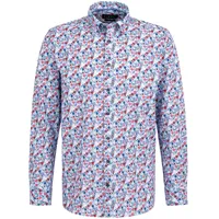 BUGATTI Langarmhemd, mit floralem Print, blau