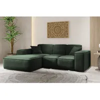kaiser möbel Ecksofa, Eckcouch L form, Wohnzimmer Couch SIENA stoff Poso Grün Ottomane Links - Grün